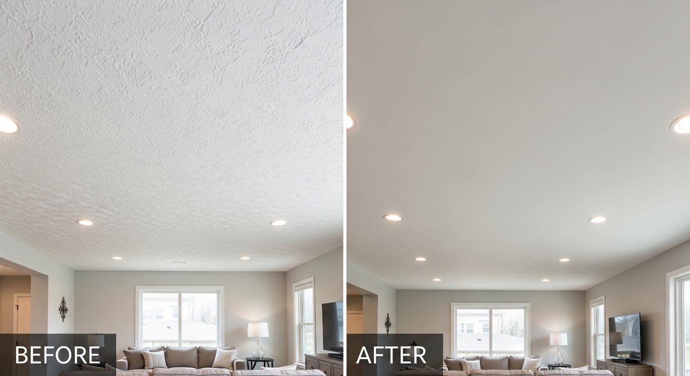 Updated smooth ceiling in Wake Forest home