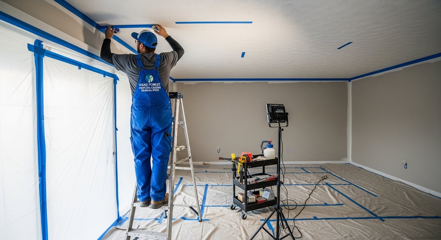 Asbestos Popcorn Ceiling Testing Guidance service process in a Wake Forest home