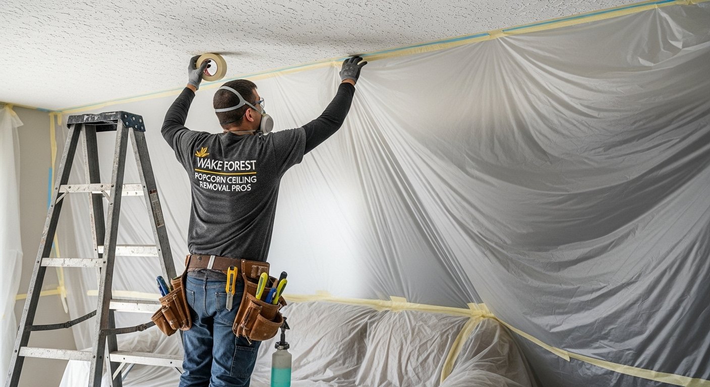 Ceiling remodeling crew working indoors